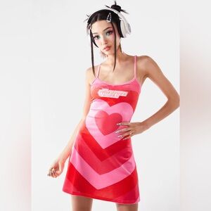 Theme of hearts mini velour dress power puff girls